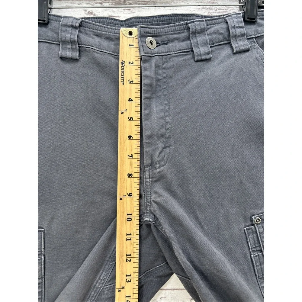 Duluth Flex Fire Hose Relaxed Fit Cargo Work Pants Men 34x31 Gray Canvas Stretch